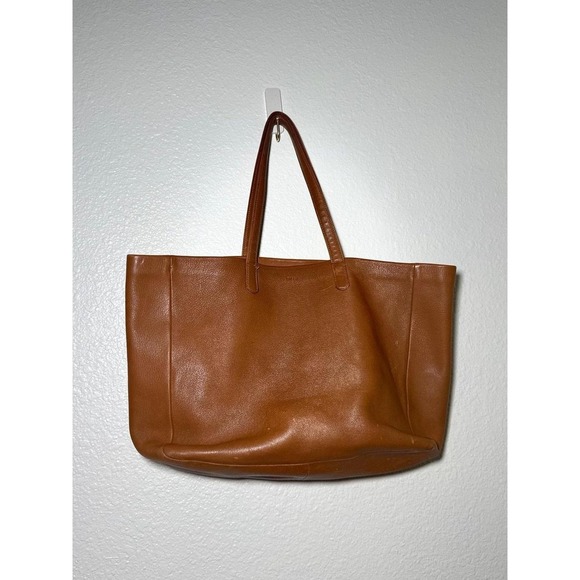 BAGGU Handbags - Baggu Deadstock Leather Wide Shopper Tote in Caramel